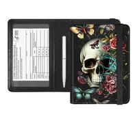RFID Blocking Passport Holder & Vaccine Card Protector - Waterproof Travel Document Organizer with CDC Card Slot,Credit Card Pockets - PU Leather Cover for Women & Men,Butterfly Skull Flower