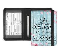 RFID Blocking Passport Holder & Vaccine Card Protector - Waterproof Travel Document Organizer with CDC Card Slot,Credit Card Pockets - PU Leather Cover for Women & Men,Bible Quote Proverbs 31-25