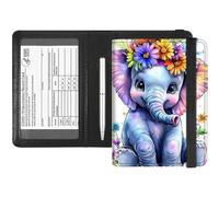 RFID Blocking Passport Holder & Vaccine Card Protector - Waterproof Travel Document Organizer with CDC Card Slot,Credit Card Pockets - PU Leather Cover for Women & Men,Elephant With Colorful Flowers