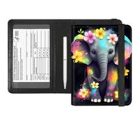 RFID Blocking Passport Holder & Vaccine Card Protector - Waterproof Travel Document Organizer with CDC Card Slot,Credit Card Pockets - PU Leather Cover for Women & Men,Elephant With Flowers
