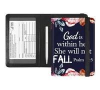 RFID Blocking Passport Holder & Vaccine Card Protector - Waterproof Travel Document Organizer with CDC Card Slot,Credit Card Pockets - PU Leather Cover for Women & Men,Psalm 46-5 With Flowers