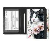 RFID Blocking Passport Holder & Vaccine Card Protector - Waterproof Travel Document Organizer with CDC Card Slot,Credit Card Pockets - PU Leather Cover for Women & Men,Cat Flower