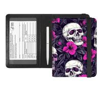 RFID Blocking Passport Holder & Vaccine Card Protector - Waterproof Travel Document Organizer with CDC Card Slot,Credit Card Pockets - PU Leather Cover for Women & Men,Skulls Flower