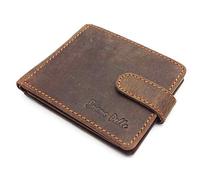 RFID Blocking Protection Distressed Brown Genuine Leather Mens Wallet Coin Pocket Gift Boxed