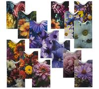 RFID Blocking Sleeves 15 Pack Flowers Theme - Credit Card Protector Sleeves with Unique Floral Photography Designs, 4-Layer Aluminium Foil Construction, Ultra-Thin Identity Theft Protection