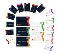 RFID Blocking Sleeves 20 Pack - 15 Credit Card Protector Sleeves and 5 Passport Holders with Colour Coding, Identity Theft Prevention Set in Navy and White, Slim Waterproof RFID Sleeves for Travel