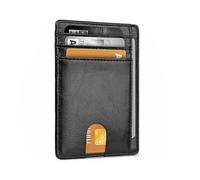 RFID Blocking Slim Leather Wallet - Front Pocket Minimalist Design for Men & Women, Alaska Black, 0.3 x 3.6 x 4.4 inches, A Short Wallet for Fashionable Womens