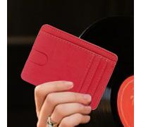 RFID Blocking Slim Wallet, Front Pocket Credit Card Holder with 8 Slots & 1 ID Window for Women and Men, Red, 4.5 x 3.2 x 0.4 inches, Modern