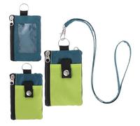 RFID Blocking Small Neck Wallet Water Resistant Zipper ID Case Pouch Travel Neck Wallet with Lanyard Keychain Badge Holder with ID Window for Women Men Boys Girls Cards Coin Daily Use (Grass green)