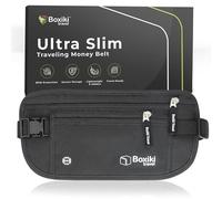 RFID Blocking Travel Money Belt with Multiple Secure Pockets - Ultra Slim Hidden Black Waist Wallet for Men Women and Kids, Anti Theft Passport Holder for International Travel