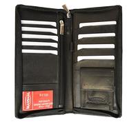 RFID Blocking Travel Wallet & Family Passport Holder Genuine Leather Document Holder & Organizer Protects Your Passports, Black, Compact