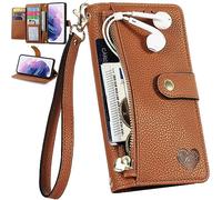RFID Blocking Wallet Case for TCL 605/TCL 60 SE, Zipper Pocket and Card Slot Magnetic Cover for TCL 605/TCL 60 SE-06
