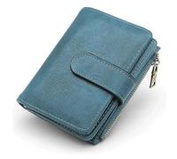 RFID Blocking Wallet Compatible with Women Vegan Leather Tri-fold with Zipper Coin Pocket Anti-Theft Clasp Waterproof Slim Design Purse(Peacock Blue)