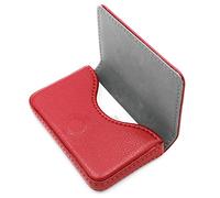 RFID Blocking Wallet - Minimalist Leather Business Credit Card Holder with Magnetic - Red
