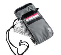 RFID Blocking Waterproof Faraday Pouch - Anti Theft Storage Wallet Case | Anti-Magnetic Protective Pouch with Neck Strap, Secure Travel Holder Credit Card Holder for, Grey, Se référer au descriptif