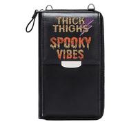RFID Blocking Zipper Phone Wallet Personalized Leather Cell Phone Wallet Halloween Pumpkin Ghost Cemetery Witch Skeleton Bat Haunted Christmas Holiday Present for Valentine's Day Birthday Gifts