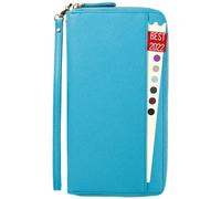 Travel Document Organizer - RFID Passport Wallet Case Family Holder Id Wristlet, Aqua Blue, Rfid Wallet
