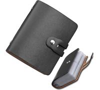 RFID Credit Card Holder, Leather Business Card and Credit Card Organizer with Driver's License, Credit Card Protector with 60 Card Slots to Protect Multiple Cards from Loss or Damage (Black)