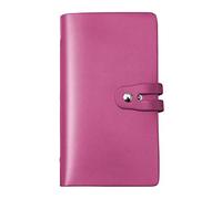 RFID Credit Card Holder, Leather Business Card Organizer with 96 Card Slots, Rose Red, Book Style