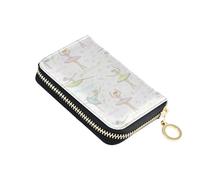 RFID Credit Card Holder Wallets Dancing Ballerinas Notes for Women, Dancer Leather Zipper Card Case Accordion Wallet for Ladies Gift