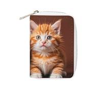 RFID Credit Card Holder Wallets for Women Cute Small Leather Ladies Cardholder Wallets Cute Kitten Black And Orange Cat Card Organizer Case with Zipper