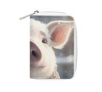 RFID Credit Card Holder Wallets for Women Cute Small Leather Ladies Cardholder Wallets Cute Piggy in The Snow Card Organizer Case with Zipper, style, 16x11.5cm