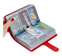 RFID Credit Card Organizer,Business Card Holder for Men&Women with 96 Card Slots,Leather Large Storage Capacity Card Holder(Red), Red, No