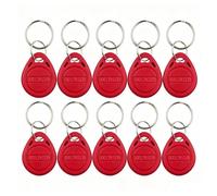 RFID Key Fob Set 10 Pack, Mix Colors 125khz RFID Fob Keychain Cards Compatible with Em4100 Tk4100 for Access Control, Door Entry, Attendance and Smart Home Automation (Red)
