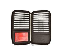 RFID Premium Soft Leather Zipper Wallet Business & Credit Card Case Holder Bifold - Brown -