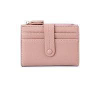 RFID-Protected Wallet with Multiple Card Slots Short Style Women's Design Lychee Pattern Multi-Functional Portable Handbag(Pink)