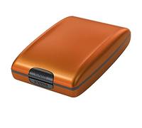 RFID Secure Cash and Cards Wallet,Aluminium RFID Wallet Information Holder,Security RFID Blocking Metal Wallet Case Business Card Protector (Orange)