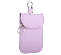 RFID Signal Blocker Faraday Pouch for Car Keys, Gate Remote, Premium PU Leather, Jammer for Keyless Entry, Relay Attack Prevention, Anti-theft Protection (Light Purple)