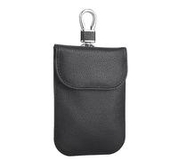 RFID Signal Blocker Faraday Pouch for Car Keys, Gate Remote, Premium PU Leather, Jammer for Keyless Entry, Relay Attack Prevention, Anti-theft Protection (Black)