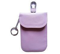 RFID Signal Blocker Faraday Pouch for Car Keys, Premium PU Leather, Jammer for Keyless Entry, Relay Attack Prevention, Plus Size (Light Purple)