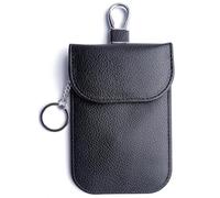 RFID Signal Blocker Faraday Pouch for Car Keys, Premium PU Leather, Jammer for Keyless Entry, Relay Attack Prevention, Plus Size (Black)