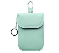 RFID Signal Blocker Faraday Pouch for Car Keys, Premium PU Leather, Jammer for Keyless Entry, Relay Attack Prevention, Plus Size (Light Green)