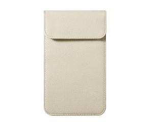 RFID Signal Blocker Faraday Pouch for Phones, Oversized Car Keys, Premium PU Leather, Jammer for Keyless Entry, Relay Attack Prevention, Extra Large Size (Beige)