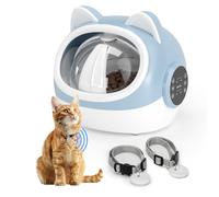 RFID Smart Pet Feeder with Dual Neck Tags, Microchip Activated Automatic Bowl with Scheduled Feeding Times, LCD Display, Voice Recorder, Supports