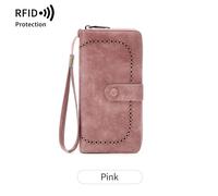 RFID Vintage Long Wallet with Multiple Card Slots Large Capacity Zipper Clutch B