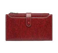 RFID Wallet for Women, PU Leather Wallet - Vintage PU Leather RFID Wallet for Women - Large Capacity Double Zip Travel Multiple Wallet for Cards, Wine Red, Se référer au descriptif, Refer to