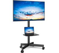 Rfiver Mobile TV Stand for 23-60 Inch LCD LED Flat/Curved Panel Screen TVs up to 88 lbs, Rolling TV Stand with Adjustable Shelf & Tilt, Portable Floor Stand on Wheels for Bedroom, Living Room, Office