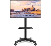 RFIVER Mobile TV Stand on Wheels for 23-60inch LCD LED Flat/Curved Screen TVs, Height Adjustable Rolling TV Cart Portable Floor Stand Trolley up to 40kg, Max. VESA 400x400mm