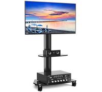 RFIVER Swivel TV Stand on Wheels for 27"- 65" TV, Height Adjustable Mobile TV Cart Trolley holds 50kg for Flat&Curved Screen max VESA 400x400mm