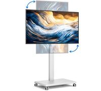 RFIVER TV Stand on Wheels for 42-75 Inch TVs, Rolling TV Stand with Hand-crank Stepless height adjustablement, Wooden Base Floor TV Stand Holds up to 50 kg, Max VESA 600x500mm