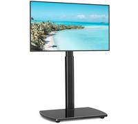 RFIVER TV Stand with Bracket for 32-65 inch TVs, Slim Angle TV Mount, Height Adjustable Swivel with Glass Base, Max VESA 400 x 400 mm up to 35 kg, Black