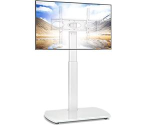 RFIVER Universal TV Stand Slim Corner TV Floor Stand for 32-70 Inch TVs, Height Adjustable Swivel Cantilever Tall TV Stand with Tempered Glass Base Max VESA 400x400mm up to35kg, White