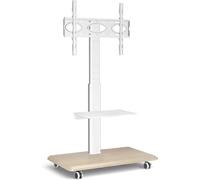 RFIVER White Mobile Swivel TV Stand on Wheels for Most Flat Curved 26-70 inch TVs，Wooden Base ，Max VESA 400x400 mm