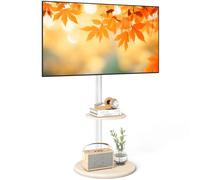 RFIVER White TV Floor Stand with Hidden Wheels for 32-65 Inch TVs