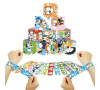 RFJYGWQM 24PCS Blue Slap Bands for Kids Party Bags,Blue Wristbands, Animal Slap Bracelets Fun and Blue Slap Wrist Bands with 12 Patterns for Kids Gift Party Favours