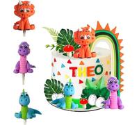 RFJYGWQM Dinosaur Cake Decorations 3 Piece Dinosaur Cake Toppers Happy Birthday Dinosaur Cake Topper, Animal Cake Toppers for Boy Girl Forest Animals Theme Birthday Party Supplies